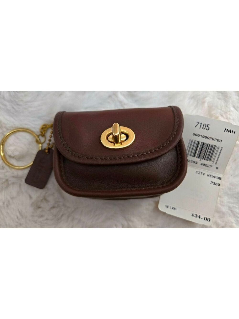 NWT Coach Vintage Mini City Bag Charm/Keyfob in mahogany Leather